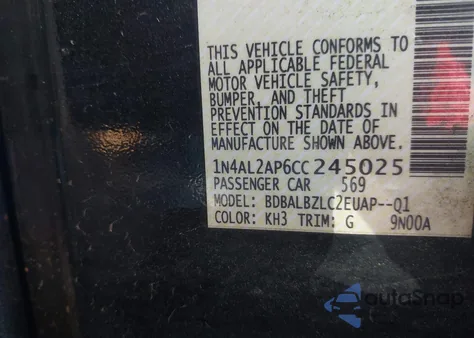 2012 Nissan Altima 2.5 S from USA, damaged, VIN 1N4AL2AP6CC245025